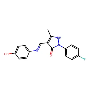 2-(4-fluorophenyl)-4-[(4-hydroxyanilino)methylene]-5-methyl-2,4-dihydro-3H-pyrazol-3-one structure