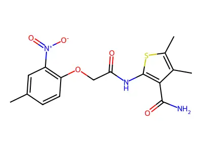 4,5-Dimethyl-2-[[2-(4-methyl-2-nitrophenoxy)acetyl]amino]thiophene-3-carboxamide structure