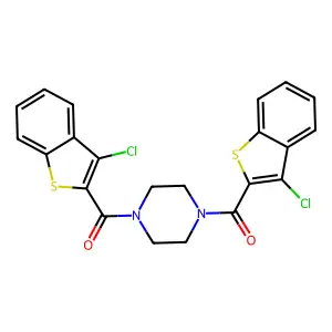 1,4-bis[(3-chloro-1-benzothien-2-yl)carbonyl]piperazine structure