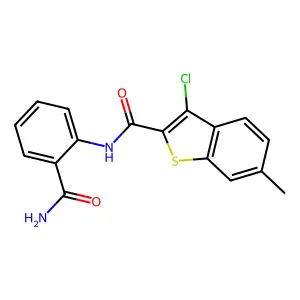 N-(2-carbamoylphenyl)-3-chloro-6-methyl-1-benzothiophene-2-carboxamide structure