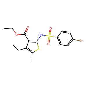 Ethyl 2-[(4-bromophenyl)sulfonylamino]-4-ethyl-5-methylthiophene-3-carboxylate structure