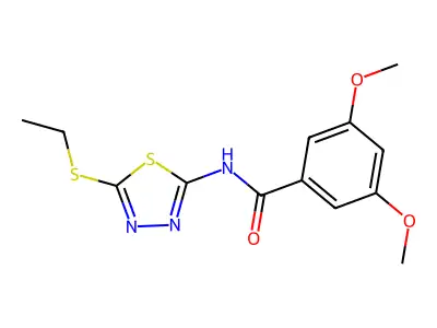 N-[5-(ethylsulfanyl)-1,3,4-thiadiazol-2-yl]-3,5-dimethoxybenzamide structure