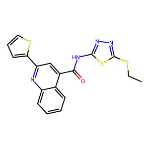 N-(5-ethylsulfanyl-1,3,4-thiadiazol-2-yl)-2-thiophen-2-ylquinoline-4-carboxamide structure