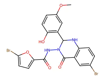 5-bromo-N-[6-bromo-2-(2-hydroxy-5-methoxyphenyl)-4-oxo-1,2-dihydroquinazolin-3-yl]furan-2-carboxamide structure