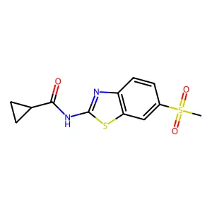 N-(6-(methylsulfonyl)benzo[d]thiazol-2-yl)cyclopropanecarboxamide structure
