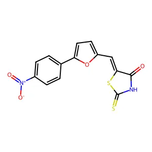 (E)-5-((5-(4-nitrophenyl)furan-2-yl)methylene)-2-thioxothiazolidin-4-one structure