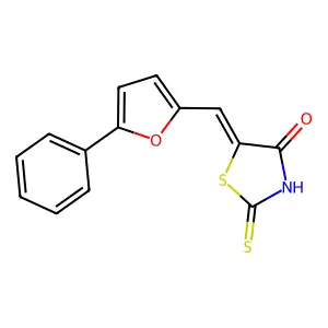 (5E)-5-[(5-phenylfuran-2-yl)methylidene]-2-sulfanylidene-1,3-thiazolidin-4-one structure