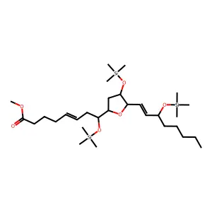 5-Octenoic acid, 8-[tetrahydro-4-[(trimethylsilyl)oxy]-5-[3-[(trimethylsilyl)oxy]-1-octenyl]-2-furanyl]-8-[(trimethylsilyl)oxy]-, methyl ester structure