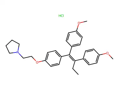 trans-1,2-Bis(p-methoxyphenyl)-1-(p-(2-N-pyrrolidinoethoxy)phenyl)but-1-ene hydrochloride structure