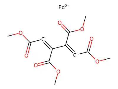 Palladium(2+) (1Z,3Z)-1,2,3,4-tetrakis(methoxycarbonyl)buta-1,3-diene-1,4-diide structure