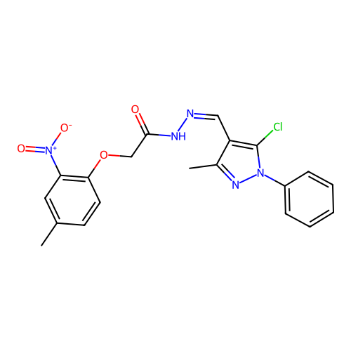 N'-[(Z)-(5-chloro-3-methyl-1-phenyl-1H-pyrazol-4-yl)methylidene]-2-(4-methyl-2-nitrophenoxy)acetohydrazide structure