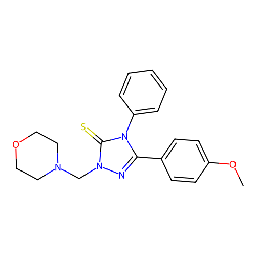 5-(4-Methoxyphenyl)-2-(morpholin-4-ylmethyl)-4-phenyl-1,2,4-triazole-3-thione structure