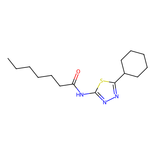 N-(5-cyclohexyl-1,3,4-thiadiazol-2-yl)heptanamide structure