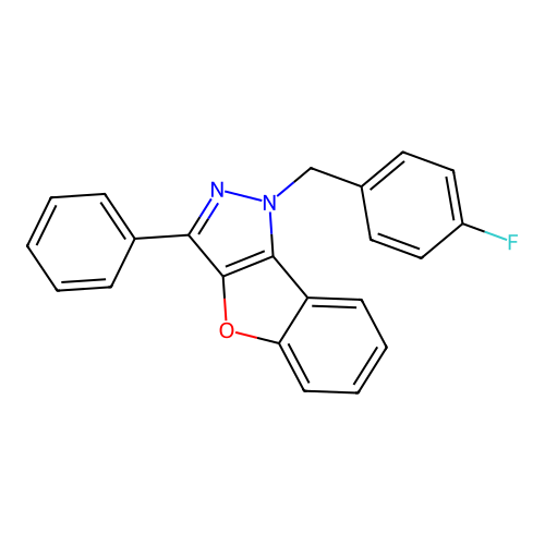 1-(4-fluorobenzyl)-3-phenyl-1H-[1]benzofuro[3,2-c]pyrazole structure