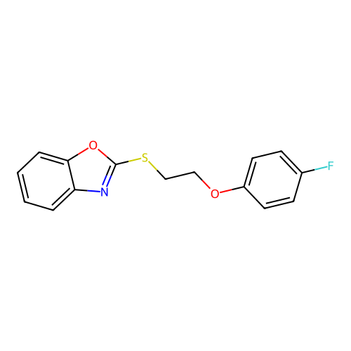 2-(1,3-Benzoxazol-2-ylsulfanyl)ethyl 4-fluorophenyl ether structure