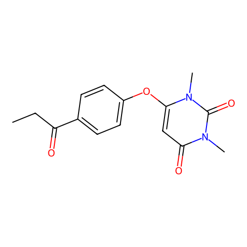 1,3-Dimethyl-6-(4-propanoylphenoxy)pyrimidine-2,4-dione structure