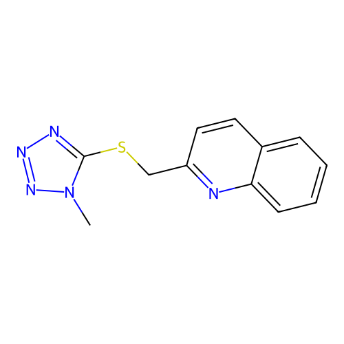 2-[(1-Methyltetrazol-5-yl)sulfanylmethyl]quinoline structure