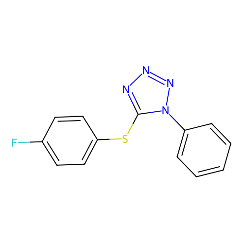 4-fluorophenyl 1-phenyl-1H-tetraazol-5-yl sulfide structure