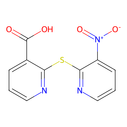 2-({3-Nitro-2-pyridinyl}sulfanyl)nicotinic acid structure