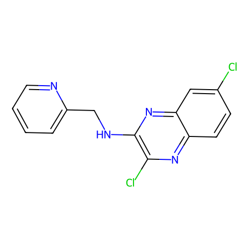 3,7-dichloro-N-(2-pyridinylmethyl)-2-quinoxalinamine structure