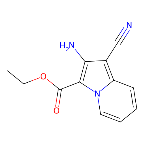 Ethyl 2-amino-1-cyanoindolizine-3-carboxylate structure