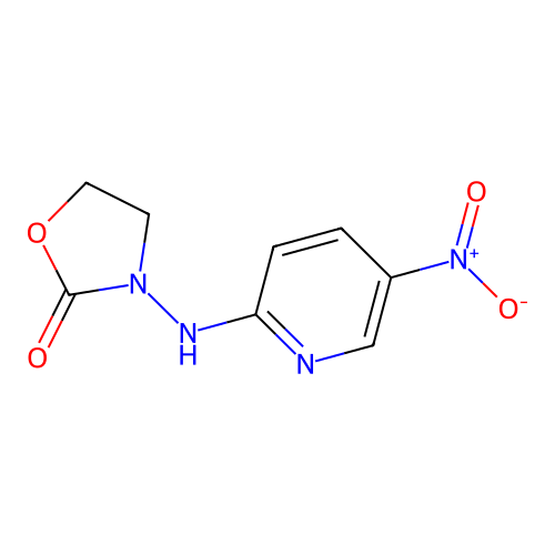 3-({5-Nitro-2-pyridinyl}amino)-1,3-oxazolidin-2-one structure