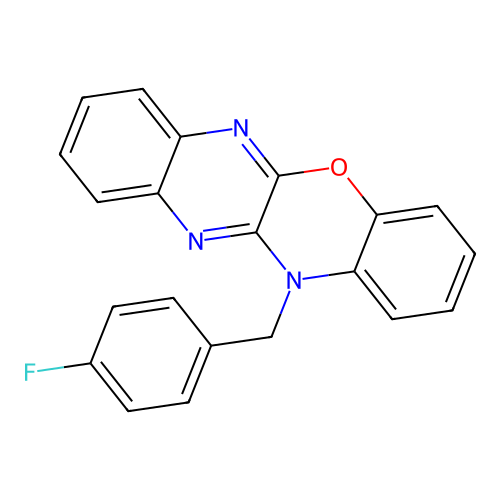 12-(4-fluorobenzyl)-12H-quinoxalino[2,3-b][1,4]benzoxazine structure