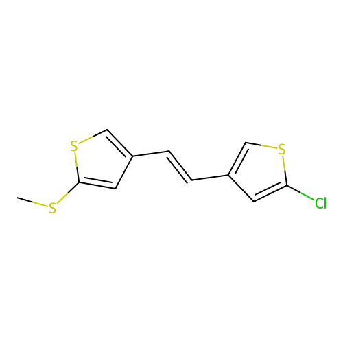 2-Chloro-4-[2-(5-methylsulfanylthiophen-3-yl)ethenyl]thiophene structure