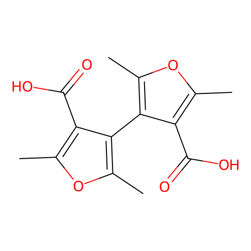4-(4-Carboxy-2,5-dimethylfuran-3-yl)-2,5-dimethylfuran-3-carboxylic acid structure
