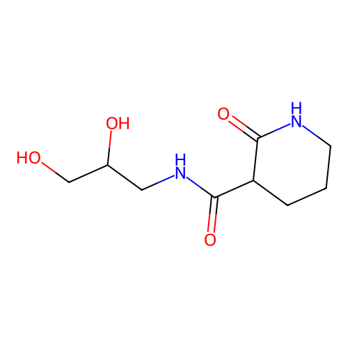 N-(2,3-dihydroxypropyl)-2-oxopiperidine-3-carboxamide structure