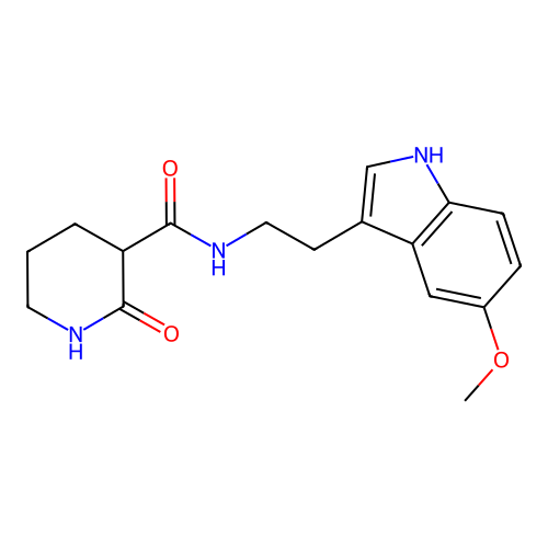 N-[2-(5-methoxy-1H-indol-3-yl)ethyl]-2-oxopiperidine-3-carboxamide structure