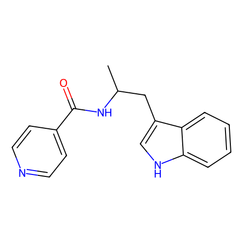 N-[2-(1H-indol-3-yl)-1-methylethyl]isonicotinamide structure