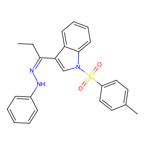 1-{1-[(4-methylphenyl)sulfonyl]-1H-indol-3-yl}-1-propanone phenylhydrazone structure