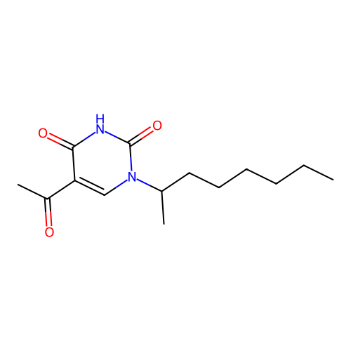 5-acetyl-1-(1-methylheptyl)-2,4(1H,3H)-pyrimidinedione structure