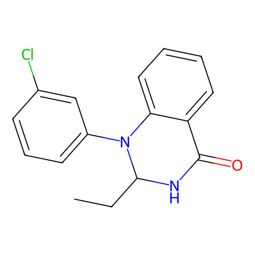 1-(3-chlorophenyl)-2-ethyl-2,3-dihydro-4(1H)-quinazolinone structure