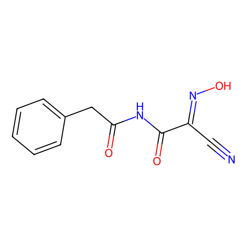 2-cyano-2-hydroxyimino-N-(2-phenylacetyl)acetamide structure