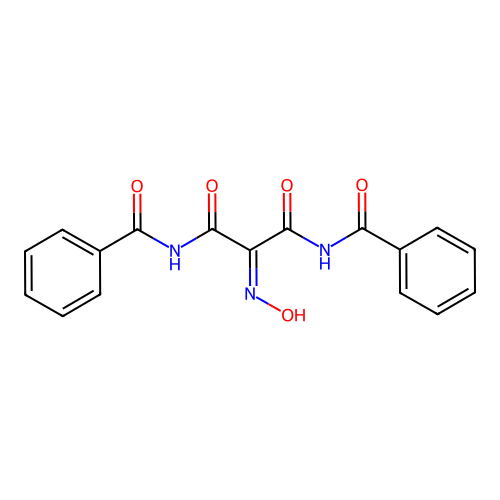 N~1~,N~3~-dibenzoyl-2-(hydroxyimino)malonamide structure