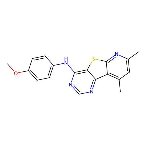 N-(4-methoxyphenyl)-7,9-dimethylpyrido[3',2':4,5]thieno[3,2-d]pyrimidin-4-amine structure