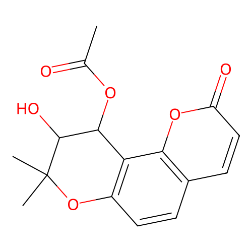 (9-Hydroxy-8,8-dimethyl-2-oxo-9,10-dihydropyrano[2,3-f]chromen-10-yl) acetate structure