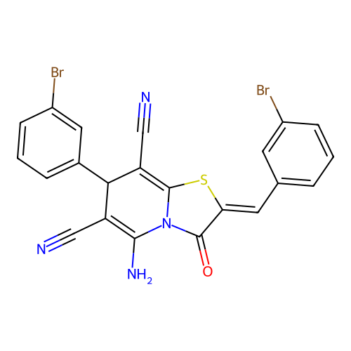 (2Z)-5-amino-2-(3-bromobenzylidene)-7-(3-bromophenyl)-3-oxo-2,3-dihydro-7H-[1,3]thiazolo[3,2-a]pyridine-6,8-dicarbonitrile structure