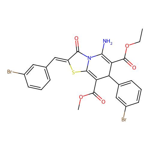 6-ethyl 8-methyl 5-amino-2-(3-bromobenzylidene)-7-(3-bromophenyl)-3-oxo-2,3-dihydro-7H-[1,3]thiazolo[3,2-a]pyridine-6,8-dicarboxylate structure