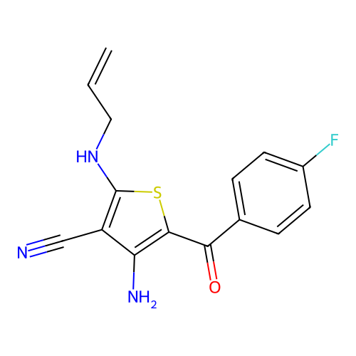 2-(allylamino)-4-amino-5-(4-fluorobenzoyl)thiophene-3-carbonitrile structure