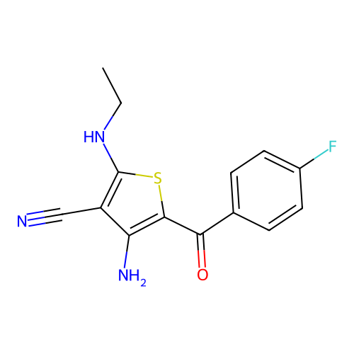 4-Amino-2-(ethylamino)-5-(4-fluorobenzoyl)thiophene-3-carbonitrile structure