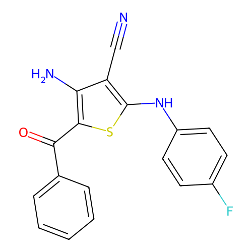 4-Amino-5-benzoyl-2-(4-fluoroanilino)-3-thiophenecarbonitrile structure