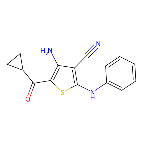 4-Amino-5-(cyclopropylcarbonyl)-2-(phenylamino)thiophene-3-carbonitrile structure