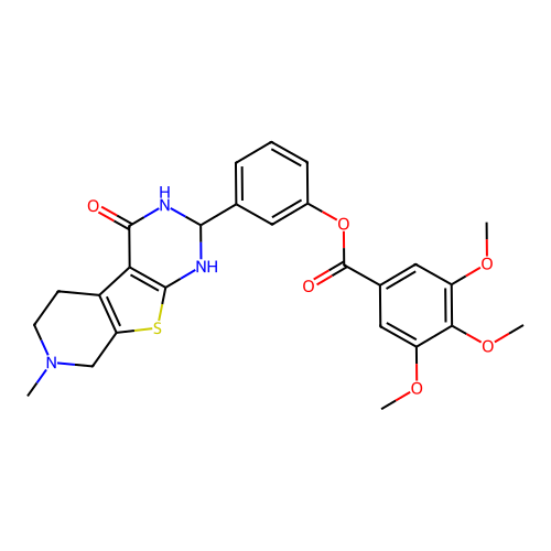 3-(7-methyl-4-oxo-1,2,3,4,5,6,7,8-octahydropyrido[4',3':4,5]thieno[2,3-d]pyrimidin-2-yl)phenyl 3,4,5-trimethoxybenzoate structure