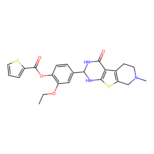 2-ethoxy-4-(7-methyl-4-oxo-1,2,3,4,5,6,7,8-octahydropyrido[4',3':4,5]thieno[2,3-d]pyrimidin-2-yl)phenyl 2-thiophenecarboxylate structure
