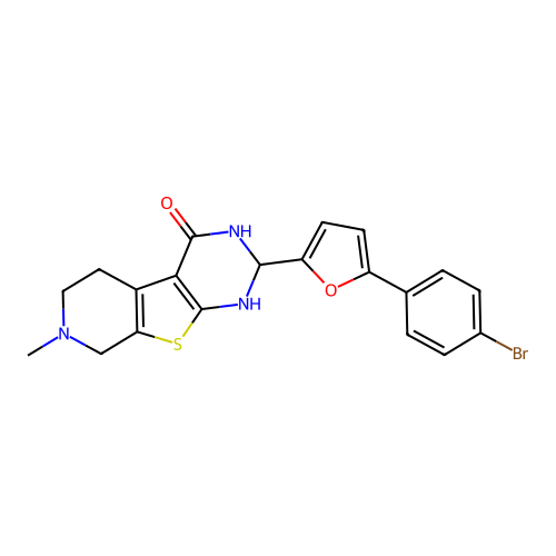 2-(5-(4-bromophenyl)furan-2-yl)-7-methyl-2,3,5,6,7,8-hexahydropyrido[4',3':4,5]thieno[2,3-d]pyrimidin-4(1H)-one structure