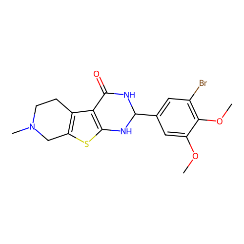 2-(3-bromo-4,5-dimethoxyphenyl)-7-methyl-1,2,5,6,7,8-hexahydropyrido[4',3':4,5]thieno[2,3-d]pyrimidin-4-ol structure