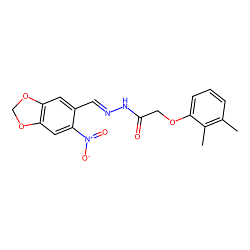 2-(2,3-dimethylphenoxy)-N'-[(E)-(6-nitro-1,3-benzodioxol-5-yl)methylidene]acetohydrazide structure